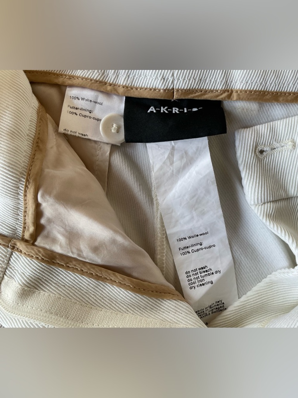 Akris White Wool Tailored Pants Cropped Straight Leg Size 30 - Picture 2 of 5